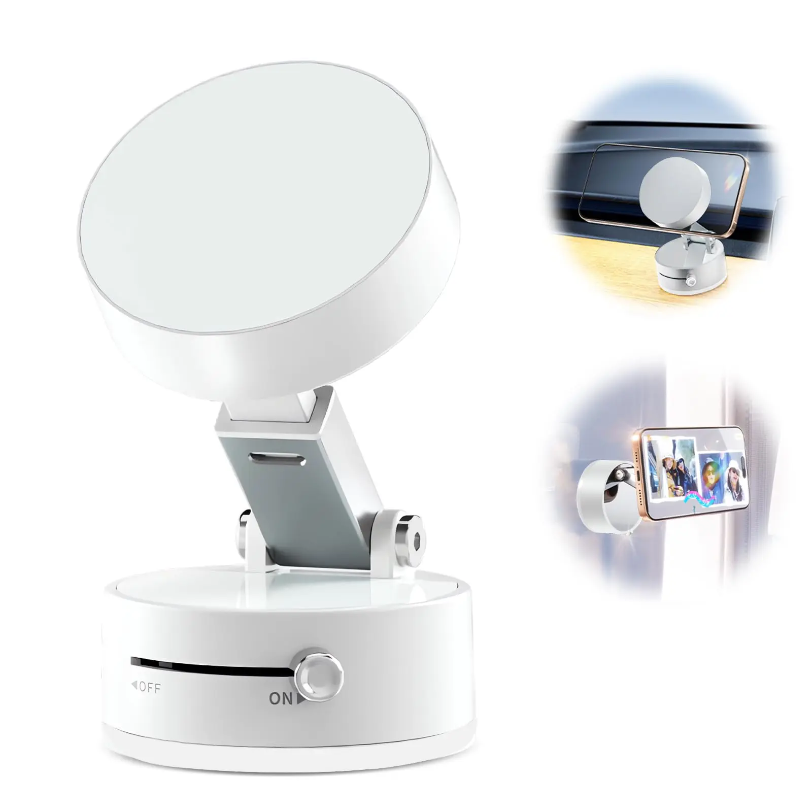 【Summer Survivals】Magnetic Car Phone Mount, 360° Rotatable Anti-Scratch Secure,Adjustable Upgraded Magnetic Phone Holder,Unpowered Version 360° Rotatable Adjustable and Foldable Magnetic & Vacuum, Hands Free Cell Phone Holder Clip Car Accessories