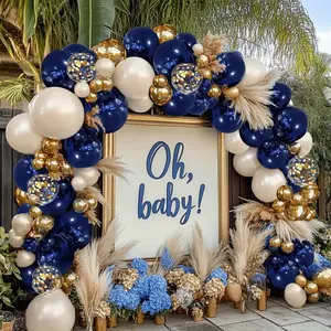 125 Piece Balloon Arch Set, Balloon Arch Decoration, Balloon Garland, Includes Sand Blue Sequin Balloons, Perfect for New Year, Graduation, Birthday, Wedding