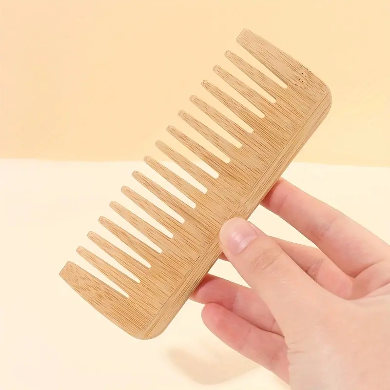 1pc Natural Bamboo Wide Tooth Comb, Hairstyling Comb, Hair Styling Combs, Hair Care Comb, Anti-Static, Suitable for All Hair Types, Hair Brush, Hair Clip, Hair Accessory, Back to School Essentials