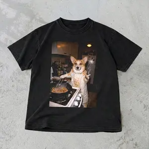 Comfort Colors Funny Chef Corgi Meme T-Shirt, Vintage 90s Edgy Dog Tee, Unisex Fit Design, Casual Streetwear, Gift for Dog Lovers