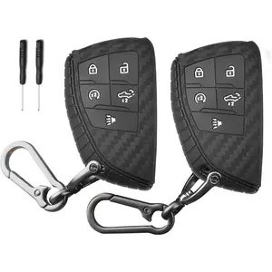 2 Pcs Key Fob Cover for Chevy,5 Buttons Silicone for GMC Key Fob Cover,Fit for 2022 2023 2024 2025 Chevy Silverado 1500 GMC Sierra 1500, 2024 2025 Silverado Sierra 2500HD 3500HD with Keychain