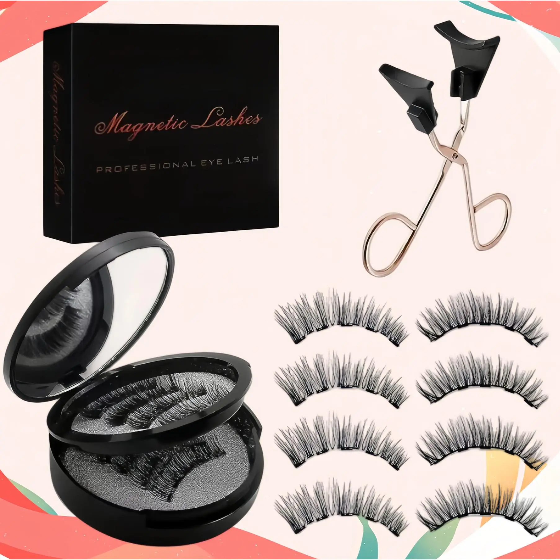 4 Pairs Magnetic Eyelashes, Reusable Wispy Natural Look Lashes with Applicator, Glue-Free Cosmetic Makeup Accessory for Daily Wear, Gentle, Long-Lasting, Daily Look, Magnet, Natural Curl, Set Pack, Gentle Wear, Factory-Direct, Hypoallergenic