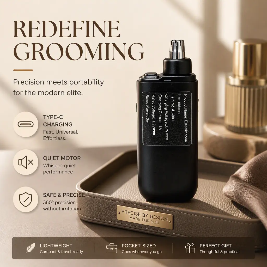Rechargeable Nose, Ear & Eyebrow Hair Trimmer for Men, Waterproof Electric Grooming Kit, Portable & Painless