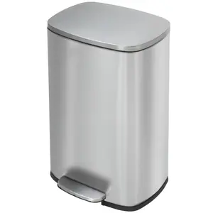 13 Gallon  in Home Recycling Bin Kitchen Stainless Steel Recycling Bin with Lid Removable Inner Bucket Foot Pedal Soft Close for Office Home Kitchen Garbage Can Trash Bin