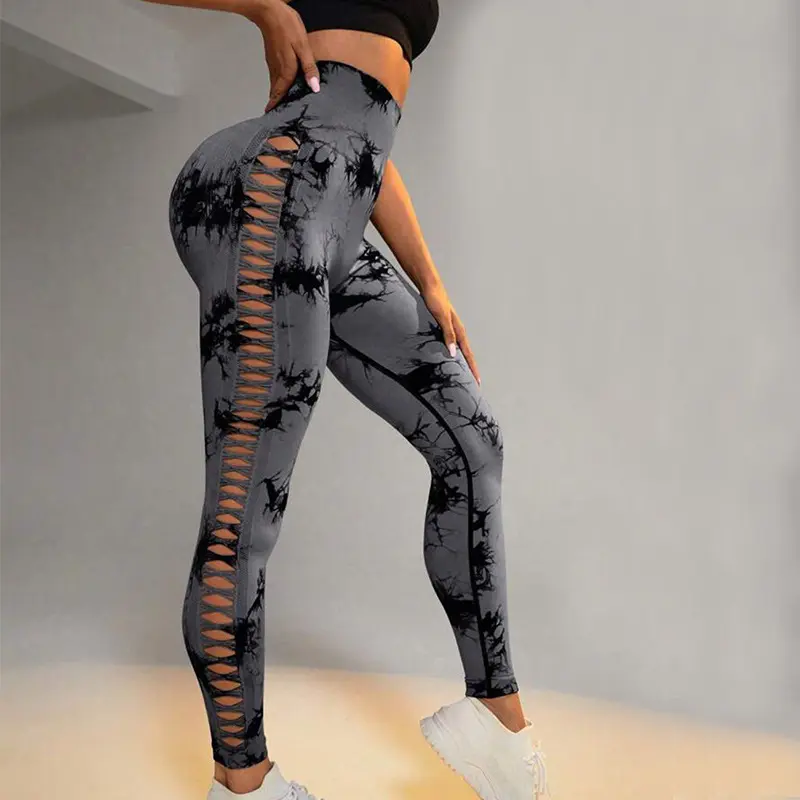 Tie-dye seamless leggings--high-waisted with a butt-lifting design, featuring mesh inserts. Unique pattern, one of a kind. Perfect for the gym, rave parties, or festival wear #     Tie-dye leggings