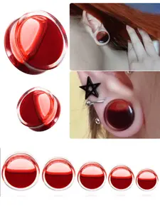 Acrylic Ear Plugs & Tunnels, Liquid Blood Design, Ear Dilators Expander, Ear Gauges for Body Piercing, Unique Edgy Fashion Accessory, Body Jewelry, Punk Style