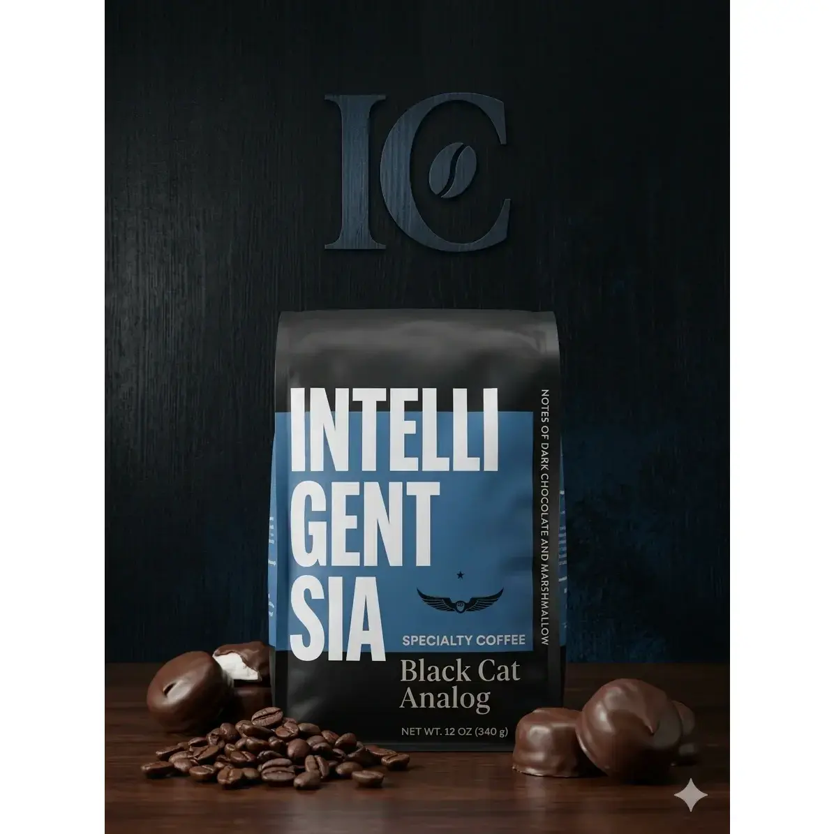 Black Cat Analog Espresso Whole Bean Coffee - Dark Arabica, Medium Roast, Chocolate Flavor, Bold Balanced Cup, Smooth Indulgent Shot, Freshly Roasted, 12oz, Beverage, Coffee Bean, At Home Espresso, Coffee Beans