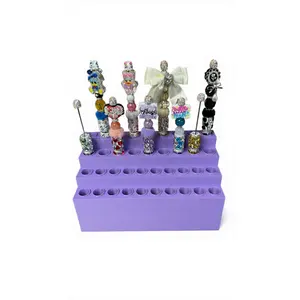 Matte 4-Tier Beadable Pen Display Stand Organizer with 18mm & 20mm Openings, Office Desk Accessories for Craft Show Booths