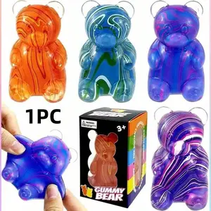 Colorful Gummy Bear and Candy Ball Design, Anxiety Relief and Focus Toy, Marshmallow Filled Squeeze Toy, Sensory Game and Stress Relief Ball