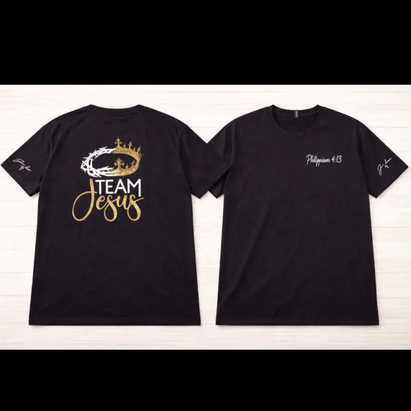 Team Jesus Shirts Adult With Signature Autograph Sleeve Casual Tshirt