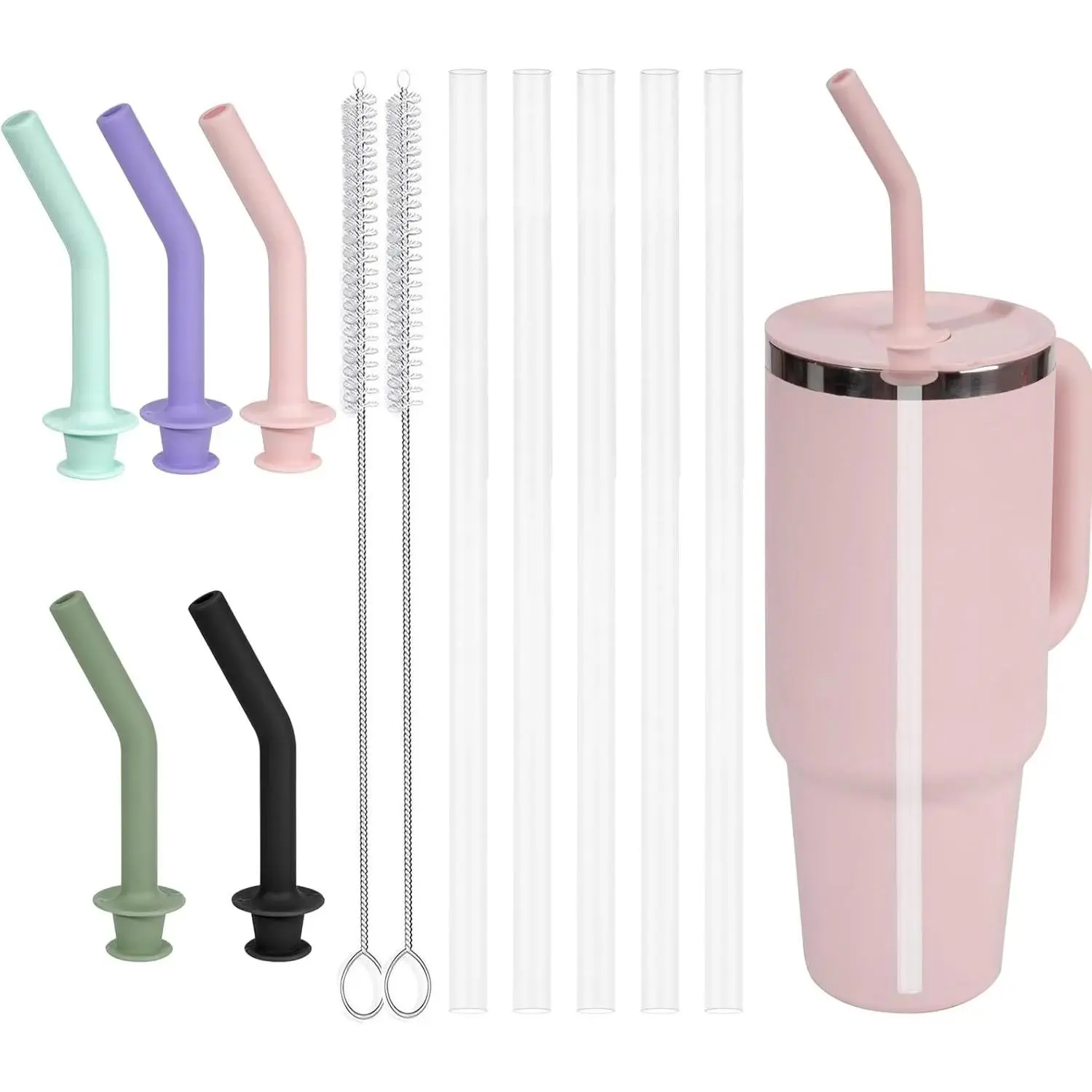 5 PCS Press in Straw for Hydroflask Tumbler, Replacement Straws for Hydro Flask Tumbler Straw 20 oz, 28 oz, 32 oz, 40 oz Cover Drinkware