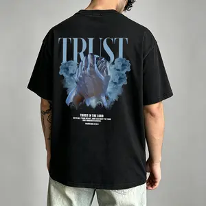 Men's TRUST In The Lord Proverbs 3:5-6 Unisex Tee | Christian Praying Hands Graphic Tee,Proverbs 3:5-6 Trust In The Lord Tee | Retro Christian Oversized Shirt