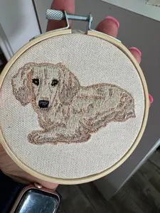 Dachshund Dog Machine Embroidered and Framed! Unique Canine Charm Tabletop Decor for Home or Office! Other Designs and Breeds Available!