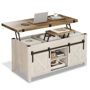 Sikaic 4 in 1 Multi-Function Lift Top Coffee Table White Furniture Desk Living Room Storage Modern Adjustable Shelf Drawer Bookshelf Office Aesthetic Home Design Stand Organize