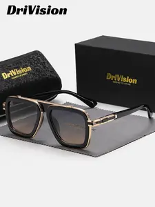 Unisex Retro Square Aviator Frame Sunglasses, Trendy Casual Uv400 Sunglasses for Women & Men, Fashion Accessories for Outdoor Activities