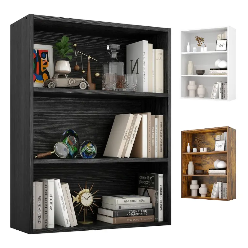 Book Shelf, 3-Tier Bookshelf, Storage Shelves Bookcase, 9.7 x 23.7 x 31.5, for Living Room, Bedroom, Home Office, Plain Four-tier and three-tier bookcases, floor-standing open shelving, suitable for storage in home offices, living rooms and bedrooms summe