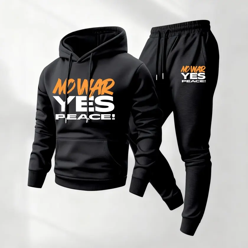 Men's Minimalist 2-Piece Tracksuit, Long Sleeve Hoodie/Jumper & Sweatpants Set in Smooth Polyester with a Loose-Fit Cut, Casual Fit, Versatile, Fashion, Universal, Machine Washable, Male, 2Xl, Sporty Chic