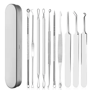 10 Pcs Blackhead Remover Tools, Blackhead Cleansing Tool, Pimple Popper Tool Kit for Removing Zit on Face