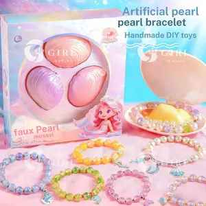 GGIRL DIY Faux Pearl Jewelry Gifts For Children – Open Oyster to Discover Faux Pearls, Various Shining Meaningful Color Pear l Disc Beads Charms, Complete Bead Making Set With Chains & Tools (Faux Pearl) Holiday Haul Gift For The Daughter