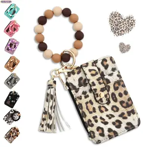 Women's RFID Blocking Slim Wallet Keychain Wristlet - Silicone Bracelet Bangle Key Ring with RFID Card Slots, Cute Compact Daily Travel Accessory