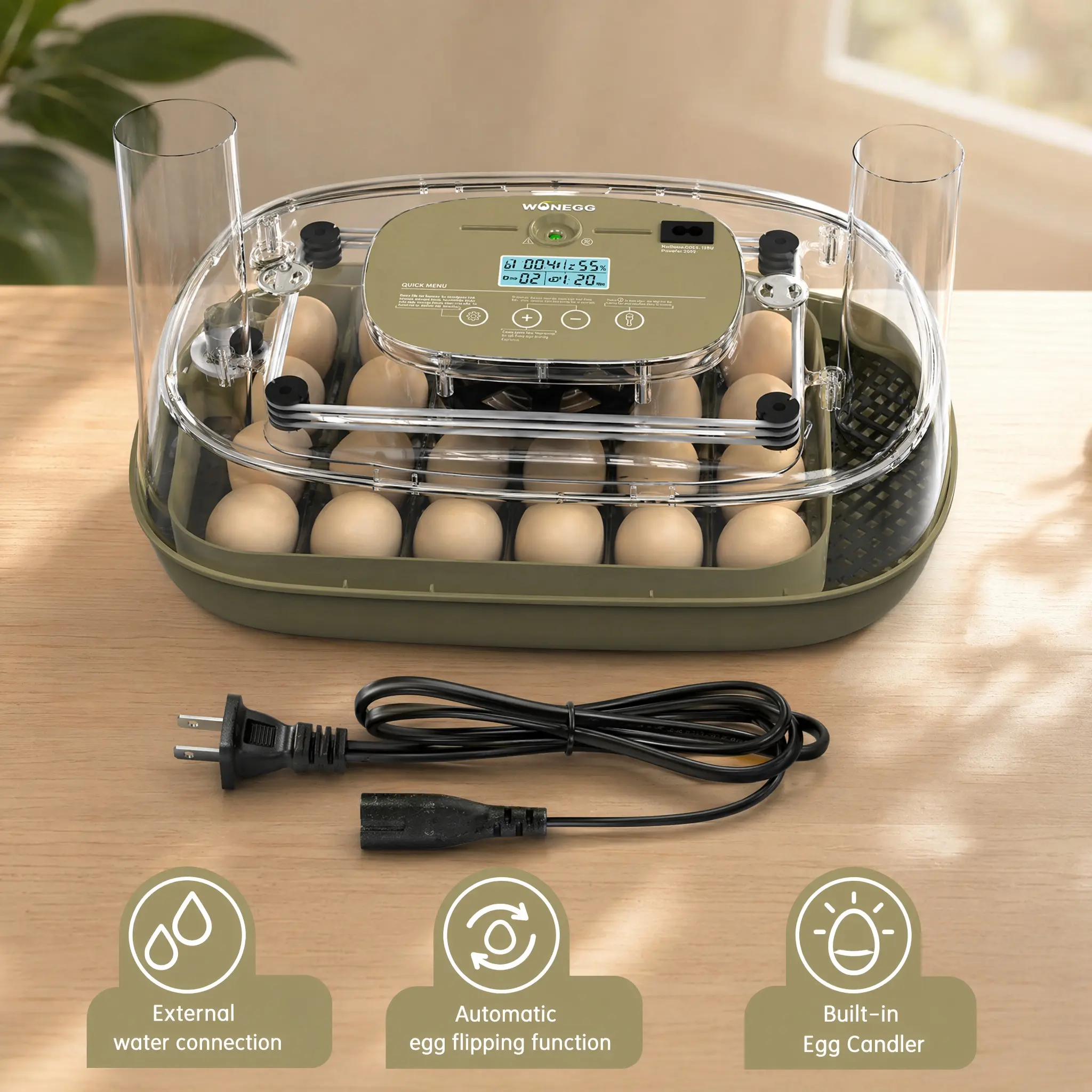 24 Egg Incubator for Hatching Eggs, Egg Incubators with Automatic Egg Turning, Temperature and Humidity Control, Egg Candler, Automatic Water Bottle Refill, Incubator for Chicken, Ducks, Goose