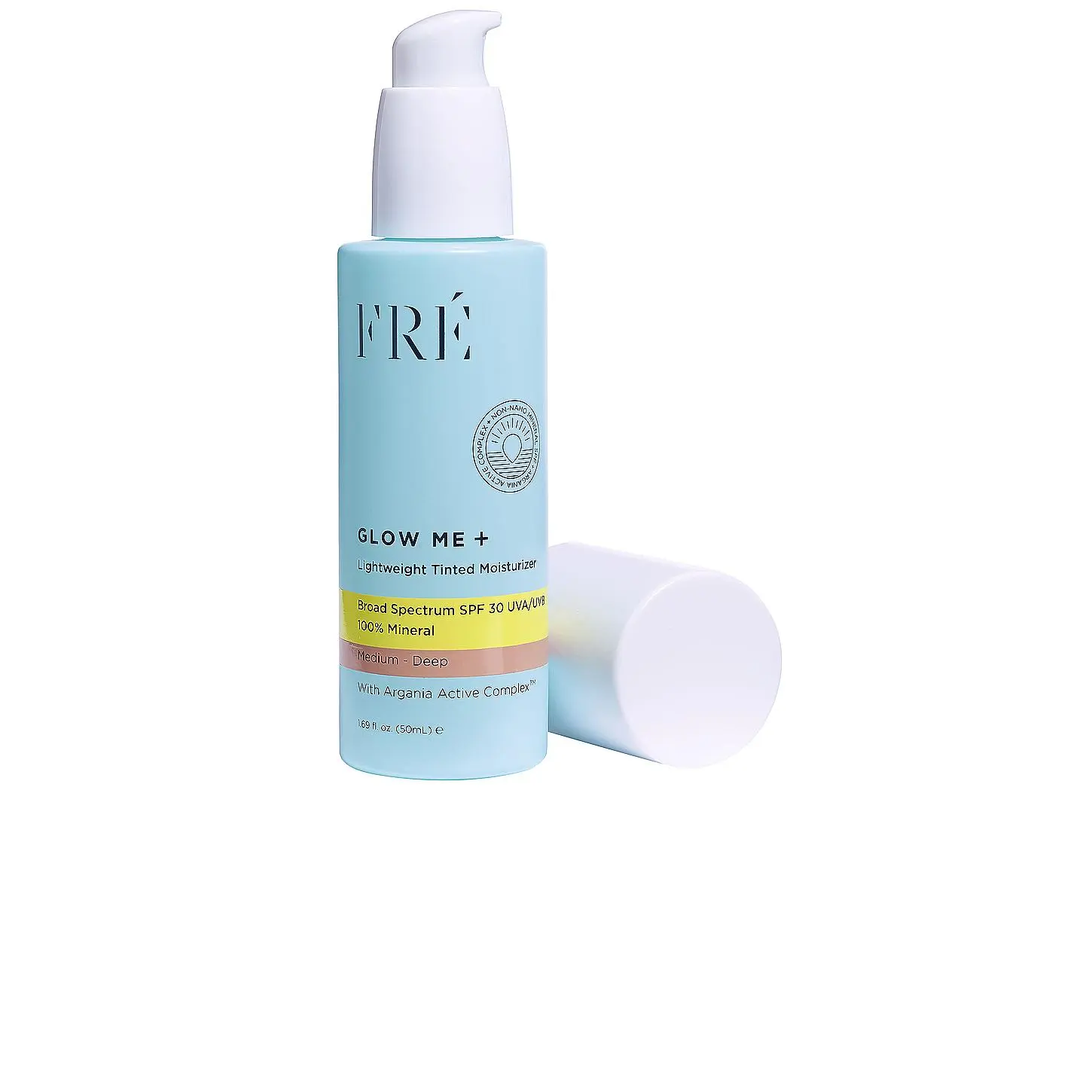 FRE GLOW ME + Tinted Moisturizer, Vegan Lightweight Daily Argan Sunscreen with 30 SPF, Medium-Deep Shade