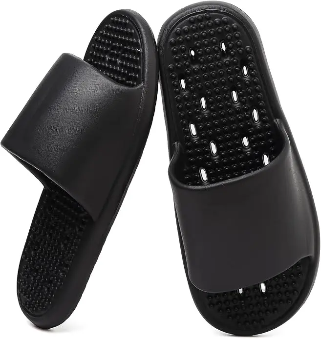 GOEWY Women's Classic Slip On EVA Shower Slides with Massage Granules, Quick-Drying with Drain Holes, Non-Slip for Indoor & Pool Use, Sliders Shoes, Soft Sole Slippers, Indoor Use, Massage Dots, Drainage Holes, All Seasons, Casual, Open Toe, Ethylene Viny