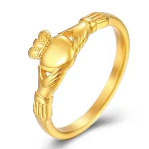 Cassieca  Celtic Claddagh Ring - Comfort Fit Promise Ring with Unique Irish Design - Plated Jewelry for Women