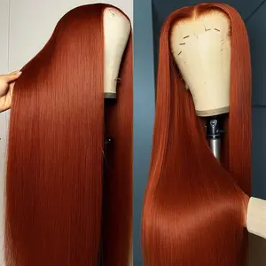 Bling Hair Hd Transparent 13x6 13x4 Lace Front Human Hair Wigs Reddish Brown(Ginger) Colored #33 Preplucked Remy Brazilian Straight Lace Frontal Wig For Black Women