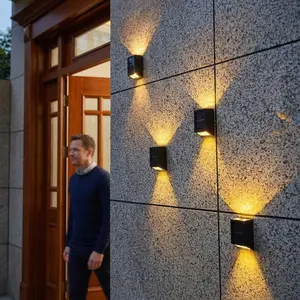 Solar Powered 3 LED Wall Light, Semi-Embedded Installation, Outdoor Waterproof Wall Lamp, Pathway Walkway Exterior Lighting, Outdoor Waterproof Lights
