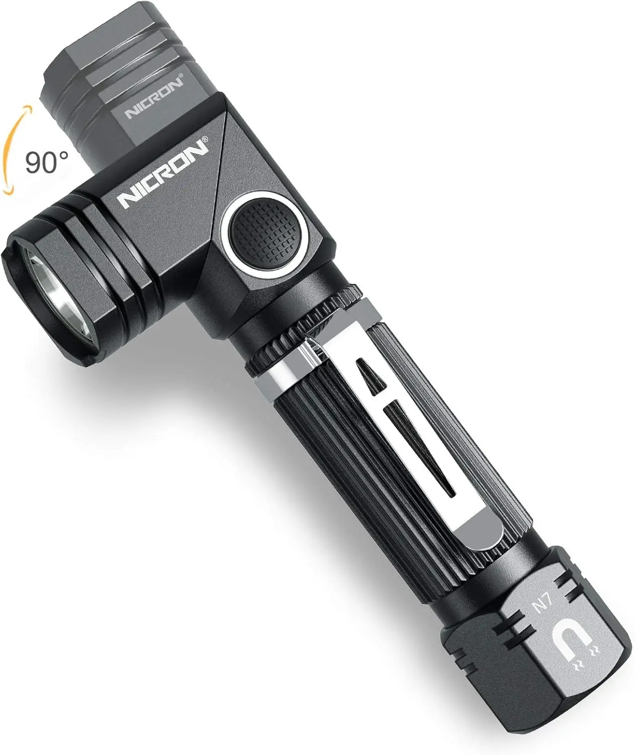 N7 Tactical Flashlight - 600 Lumens LED Beam, 90-Degree Rotatable, IP65 Waterproof, Multi-Mode, Mini Sized Products for Camping, Outdoor Use (Batteries Not Included)