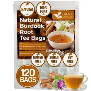 120 Burdock Root Tea Bags, 100% Natural & Pure from Burdock Root. Burdock Root Herbal Tea. Burdock Root Tea. No Sugar, No Caffeine, No Gluten, Vegan. Beverage