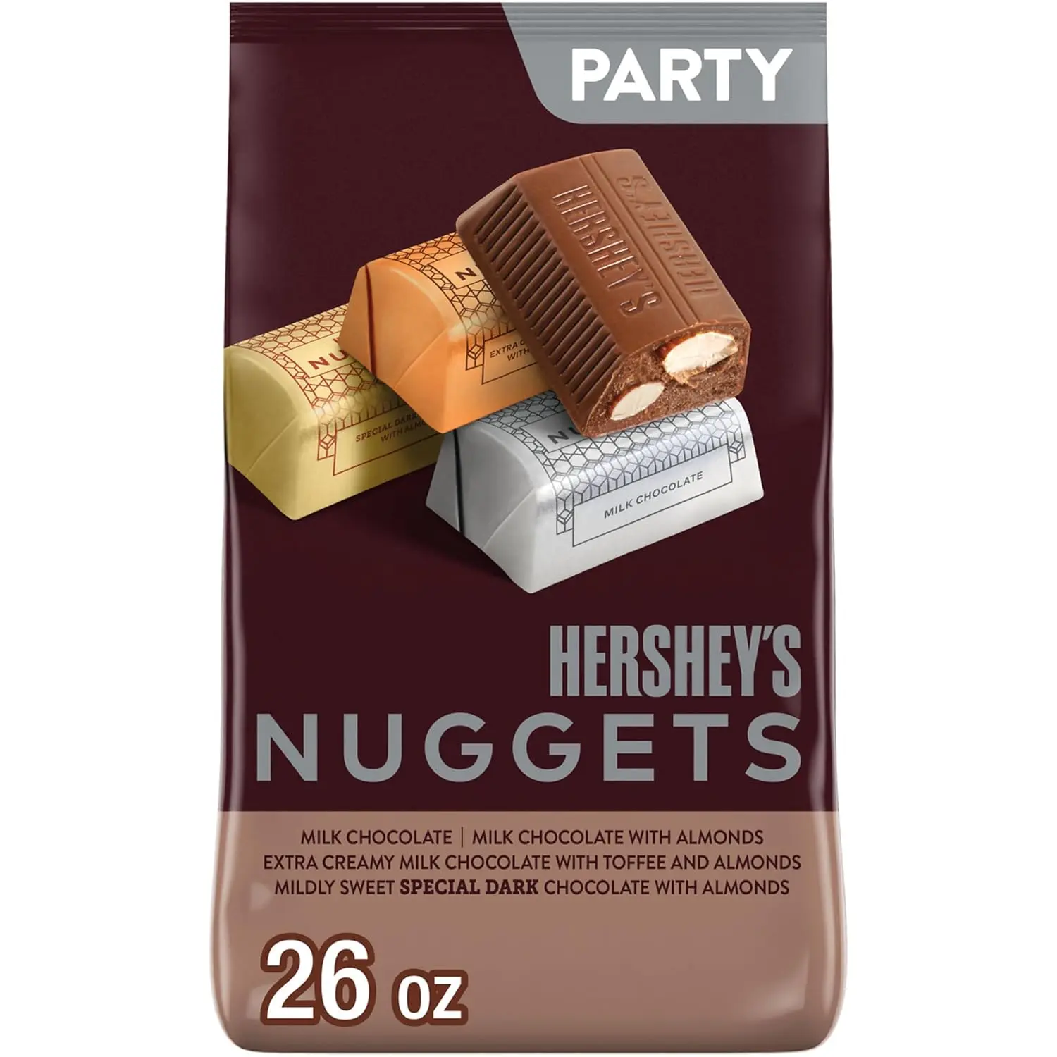HERSHEY'S NUGGETS Assorted Chocolate Candy Variety Pack, 26 oz Pouch