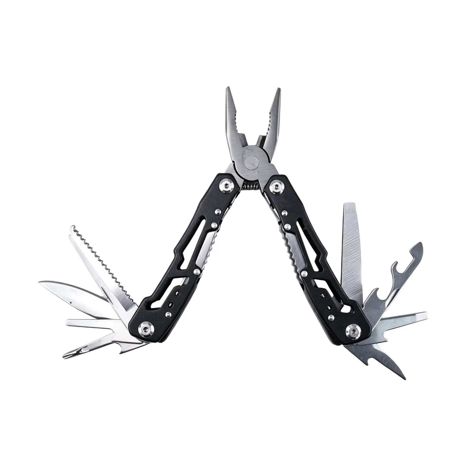 FridayParts 14-in-1 Multifunctional Pliers - Car Body Repair Multitool with Pocket Clip, Knife, Screwdrivers, Saw & Wire Cutters for Camping, DIY Use
