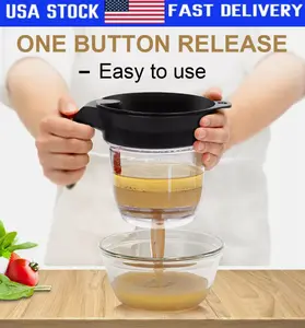 Gravy Fat Separator With Bottom Release 4 Cup Grease Separator with Strainer 1L