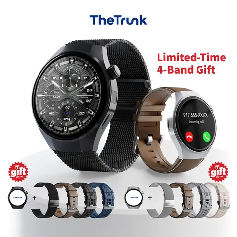 TheTrunk Wireless Waterproof Smartwatch for Men and Women - 4 Bands, Bluetooth Calling, 7-Day Battery, IP68 Waterproof, Heart Rate Sleep Monitor, UV Light Camera, Phone Android Compatible, Daily Wear, tiktokshopstockup Gift, Reloj Inteligente Deportivo