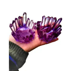 Amethyst Resin Crystal LED Candle Holders / Tea Candle Holder / Amethyst Resin Crystal Tea Light Holder / Resin Home Decor Candle Holder