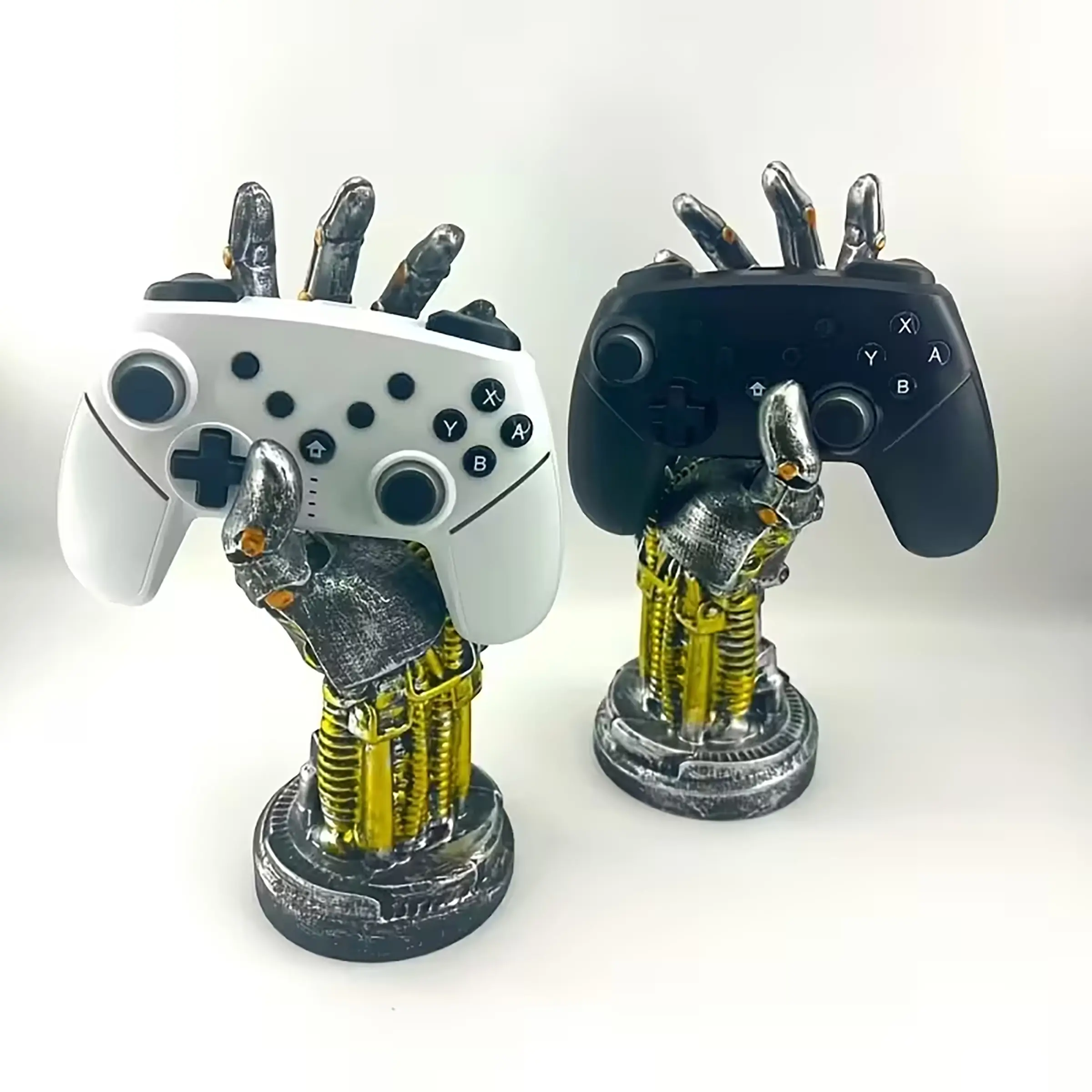One Sci-Fi Cyberpunk Mechanical Arm Statue, Decorative Statues, Futuristic Figurine, Futuristic Design, Game Controller Holder, Headset Stand, Desktop Ornament, Gift for Gamers and Men, Suitable for Valentine's Day, Father's Day, Christmas, Anniversary