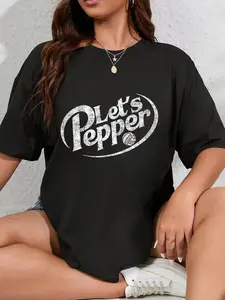 100% Cotton Unisex Volleyball Let's Pepper Practice Distressed Design Round Neck Short Sleeve T-Shirt Women's Men Graphic Tee