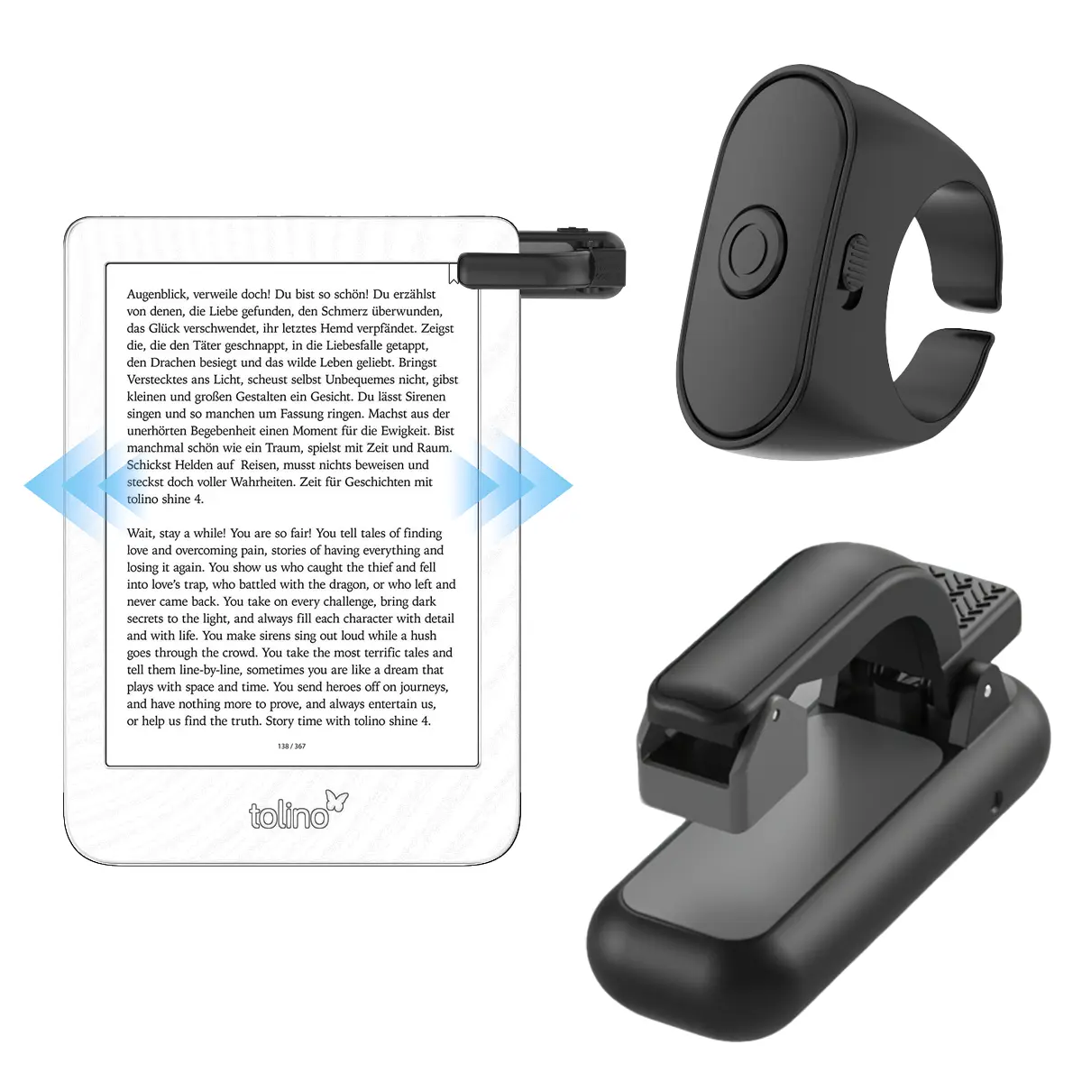 Remote Control Page Turner Ring for Kindle Paperwhite Oasis Scribe Kobo eReaders, Camera Camcorder Remote Controls, Page Turner Clicker for iPhone ipad Tablets, Android Selfie Bluetooth