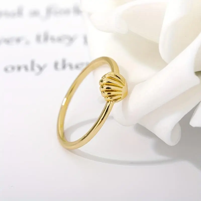 Minimalist Stainless Steel Seashell Ring - Engagement-Suitable, Summer Ocean Themed, Perfect for Beach Vacations