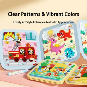 Primary School Watercolor Painting Book, Early Education Coloring Board, Reusable Drawing Pad with Paintbrushes, Art Activity Set