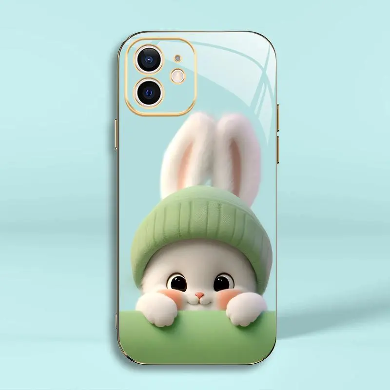 Multi-color light green rabbit panda for【iPhone 11】high quality electroplated silicone soft case--975