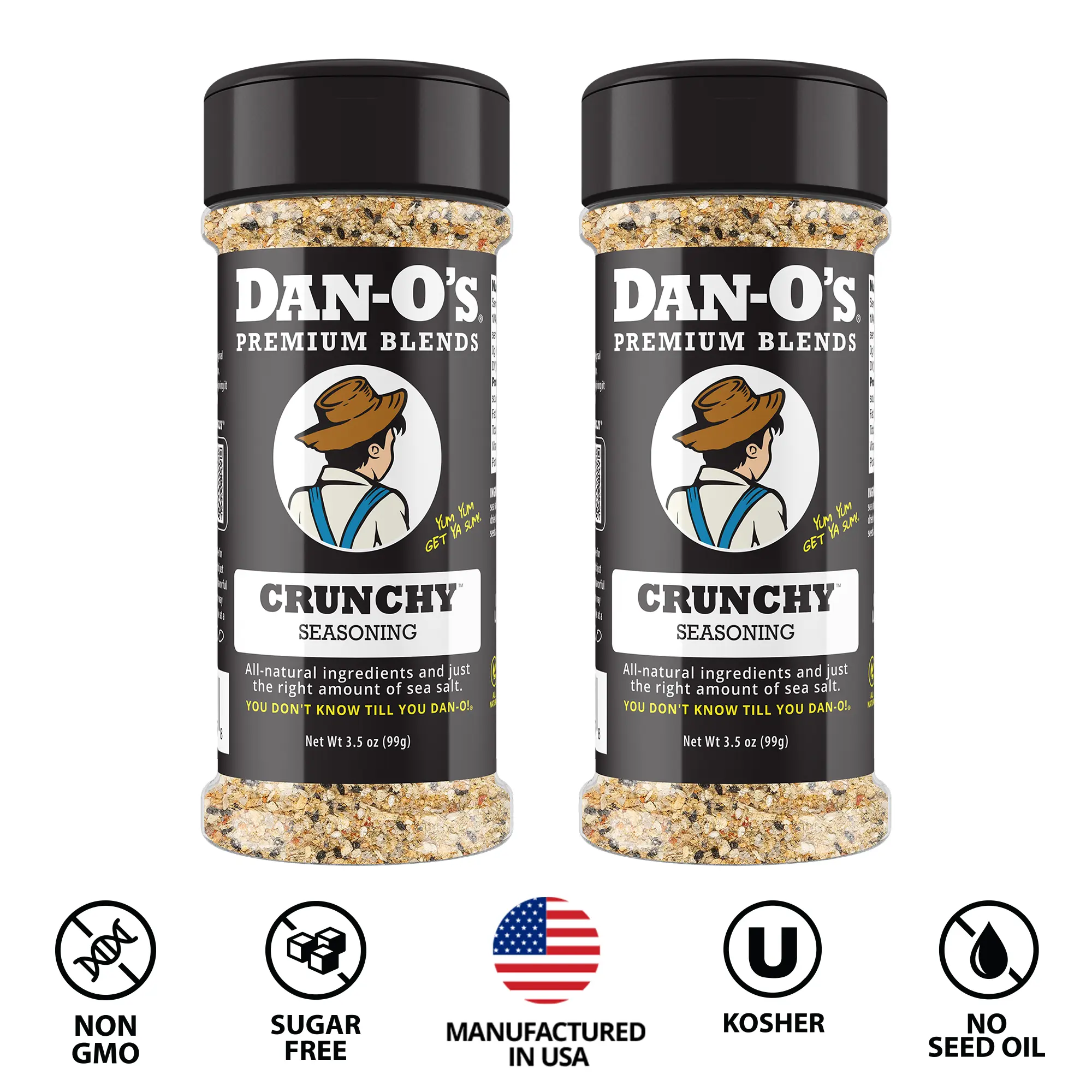 Dan-O's Seasoning Crunchy - Small Bottle 2 pack (3.5 oz) - All-Purpose Seasoning - everything bagel flavor seasoning with a twist