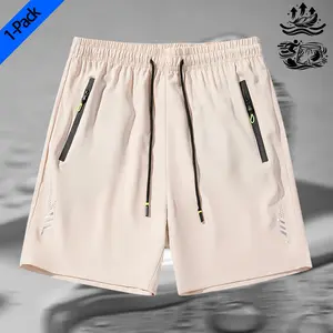 Men's 1 Pack Athletic Running Shorts Quick Dry Moisture Wicking Lightweight Breathable Gym Workout Shorts with Zipper Pockets Stretchy Elastic Waist for Jogging Hiking Outdoor Sports Training Casual Daily Wear Active Performance