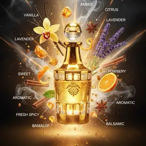 Dark Trophy (M)/ oil base/ vanilla, amber, sweet, aromatic, soft spicy, lavender, powdery, fresh spicy, citrus, balsamic