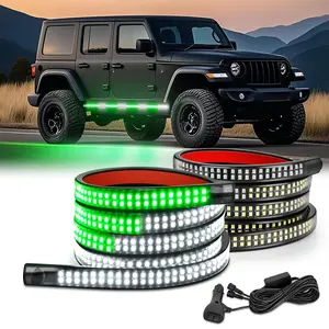 Nilight 2PCS 70 Inch Strobe Light Strip 1125 LED Running Board Lights Green White Flexible Side Flashing Safety Waterproof for Truck Construction Vehicles Pickup