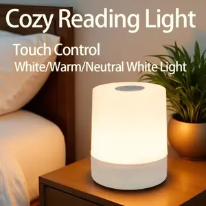 Rechargeable touch-type night light, Bedside lamps, Smart touch switch, three-speed adjustable color temperature, one-key switch of warm light, natural light, cold light, suitable for bedrooms, baby rooms, Home decor lighting