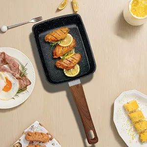 Japanese Tamagoyaki Non-stick Pan Breakfast Pot, Rectangular Omelette Pan, Small Pan Set, With Silicone Spatula, Easy To Make Japanese Thick Omelet, Uniform Heat Conduction, Time And Effort Saving
