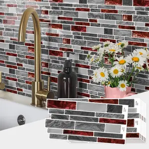 20 pieces of peel and stick splash guard, waterproof, oil-proof, imitation ceramic tiles, suitable for kitchen, bathroom countertop, wall decoration, 24.6 cm X 12 cm